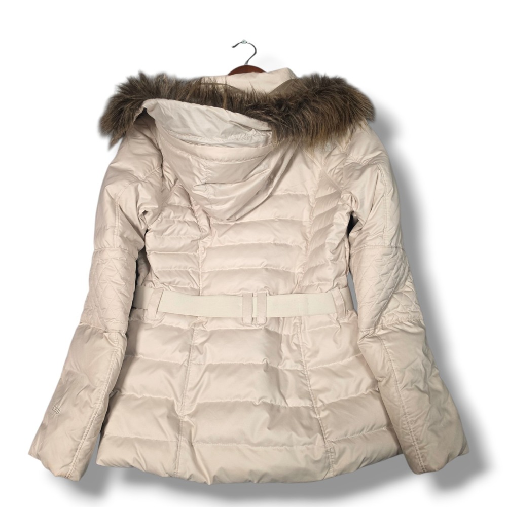 The North Face 600 Goose Down Belted Faux Fur Hood Puffer Jacket Womens Med A64M - Picture 2 of 10